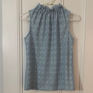 Ann Taylor Factory Light Blue Pattern Blouse